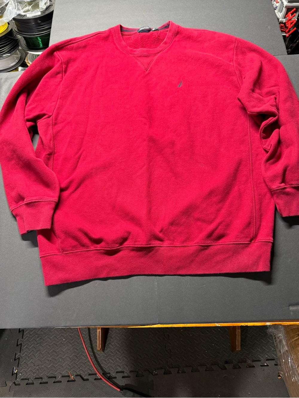 Nautica Men's Bright Red Pullover Crewneck Sweatshirt